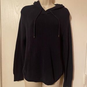 Ralph Lauren Cotton Hooded Pullover Sweater Waffle Knit Thermal Navy Medium